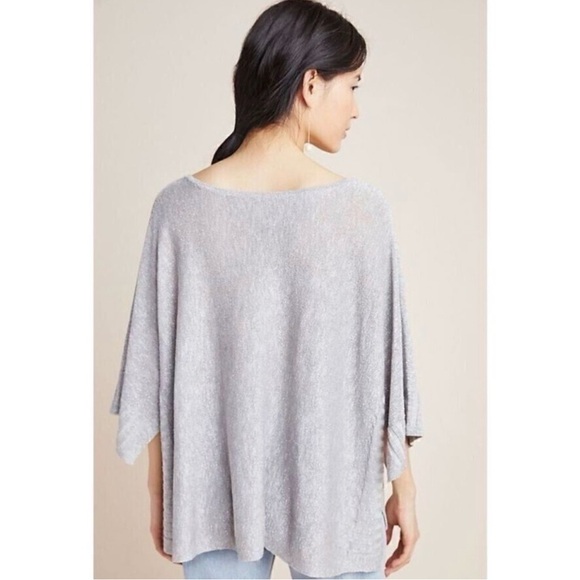 Anthropologie Alicia Shimmer Pullover Top Gray Silver Linen Blend XS Sparkle - Picture 9 of 9